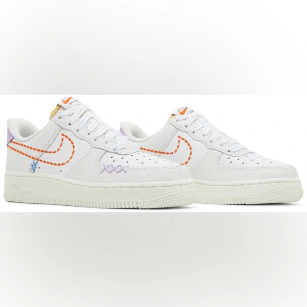 NIB Nike Air Force 1 Women’s 07 SE ‘101’ White/Safety Orange /Purple size 11